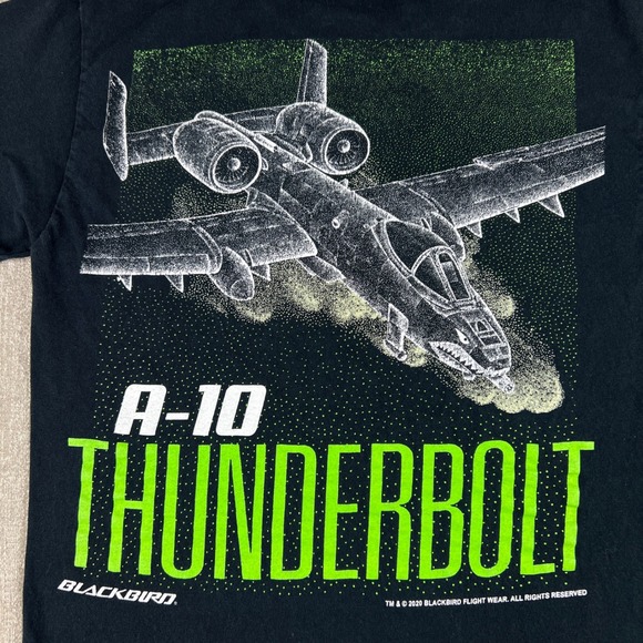Blackbird Flight Wear A-10 Thunderbolt Warthog Graphic T-Shirt Mens Small Black - Picture 6 of 7